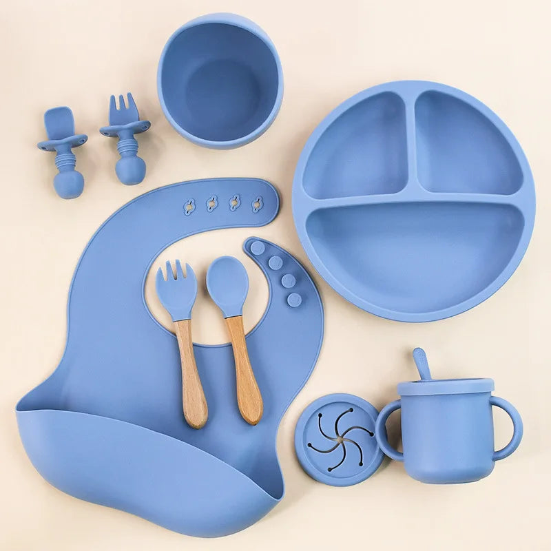 Set de Alimentación para Bebé Silicona Sin BPA con Plato Ventosa y Vaso