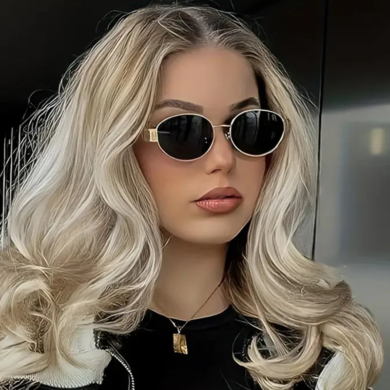 Gafas de Sol Steampunk Ovaladas Vintage Mujer UV400 Metal Retro