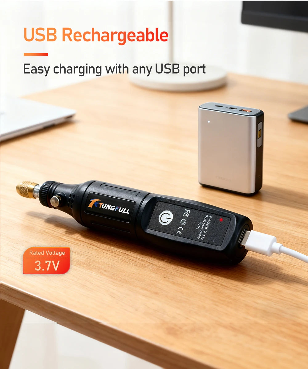 Mini Taladro Eléctrico USB Inalámbrico Herramienta Rotativa para Grabado
