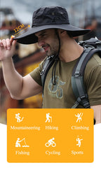 Sombrero Bucket Verano Hombre Ala Ancha Transpirable Anti UV Outdoor