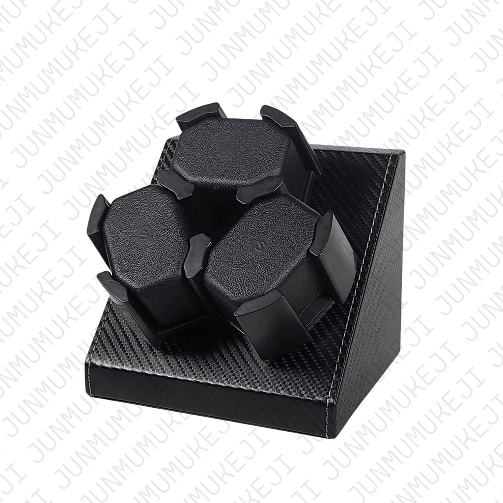 Watch Winder 3 Relojes Automáticos Caja Giratoria PU con Alimentación USB
