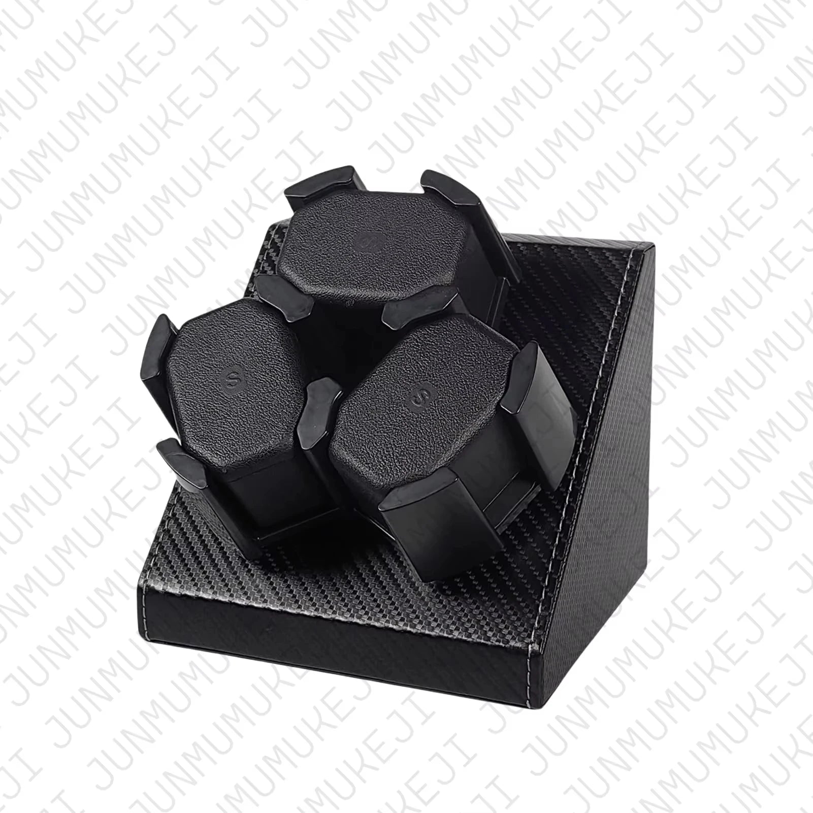 Watch Winder 3 Relojes Automáticos Caja Giratoria PU con Alimentación USB