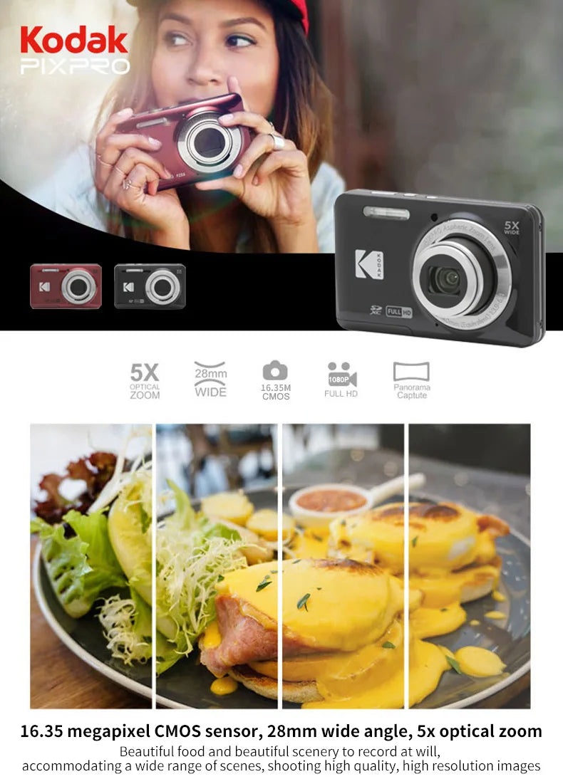 Cámara Digital Kodak PIXPRO FZ55 16MP Zoom Óptico 5X Full HD Vlogging