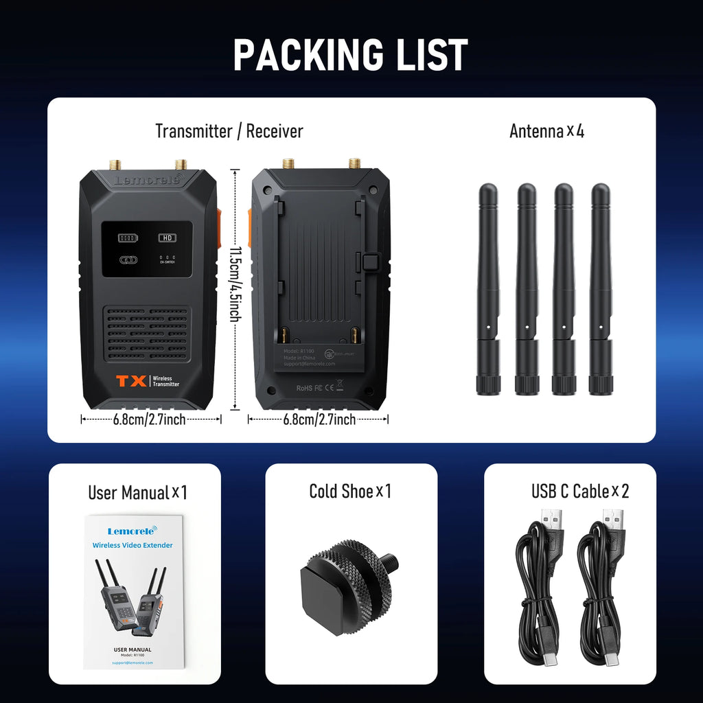 Transmisor HDMI Inalámbrico Lemorele 5G 1080P 200M Baja Latencia