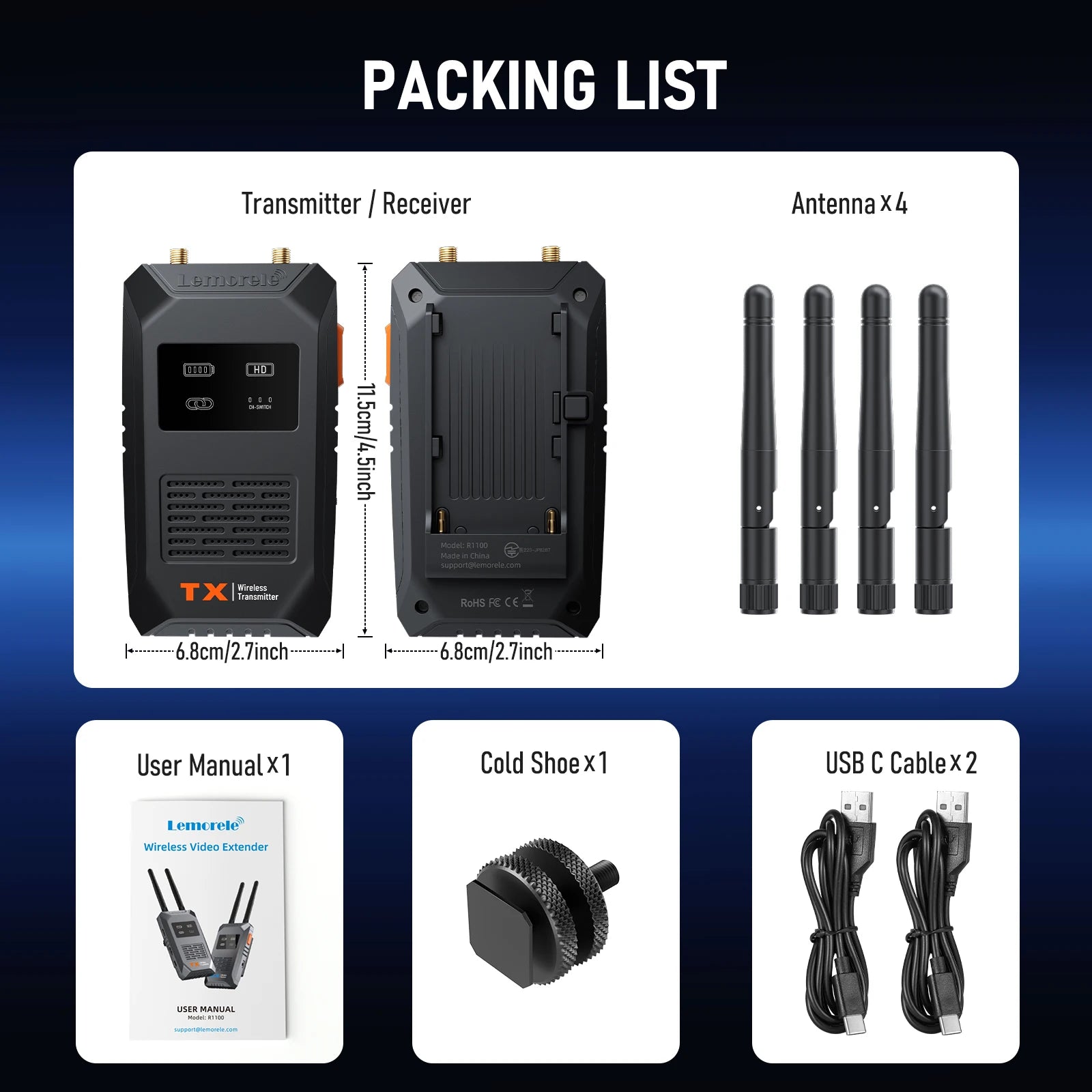 Transmisor HDMI Inalámbrico Lemorele 5G 1080P 200M Baja Latencia