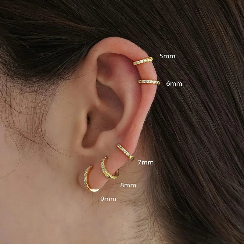 Pendientes Huggie Acero Inoxidable con Circonita Mini Aros Cartílago