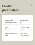 Ventilador Portátil Mini Plegable USB con 5 Velocidades para Escritorio y Pared