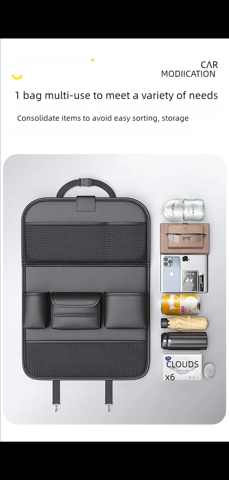 Organizador Trasero de Asiento de Coche con Mesa Plegable y Bolsillos