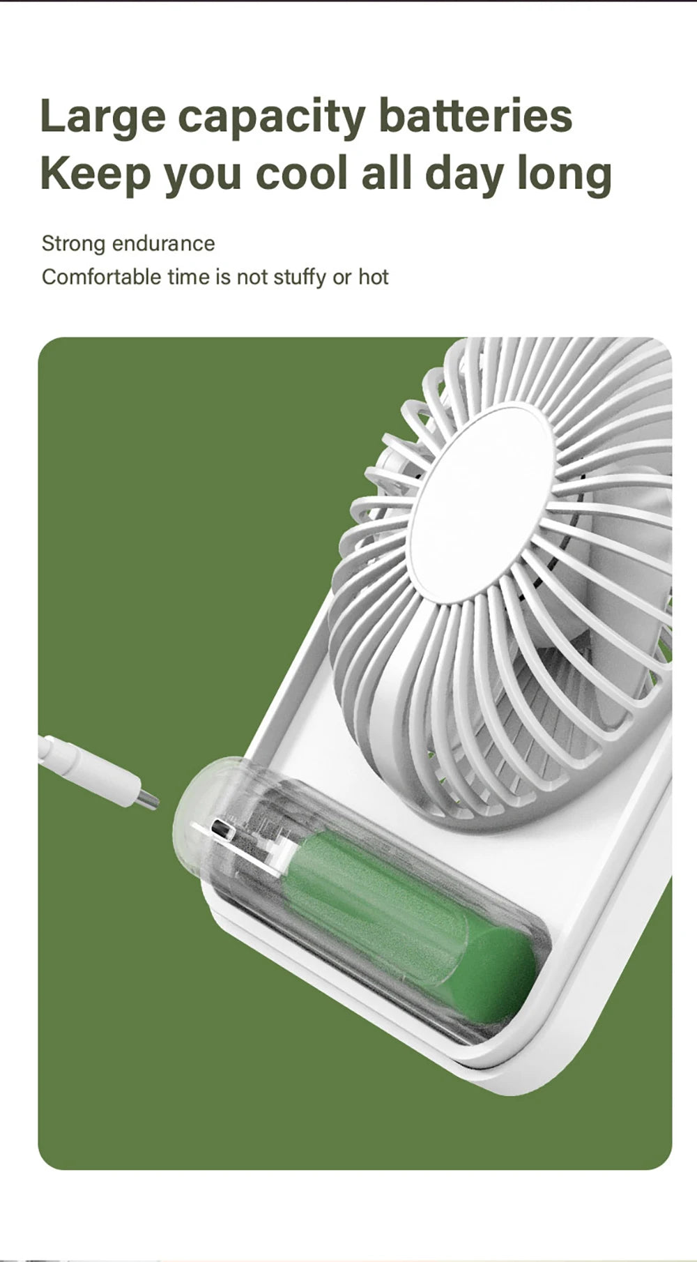 Ventilador Portátil Mini Plegable USB con 5 Velocidades para Escritorio y Pared