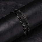 Pulseras Hombre 2 Piezas Acero Inoxidable Cadena Cubana y Trenzada