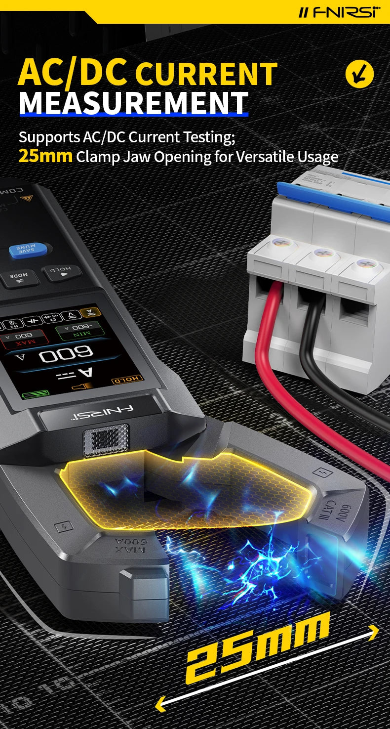 Pinza Amperimétrica FNIRSI DMC-100 Multímetro Digital 600A Recargable