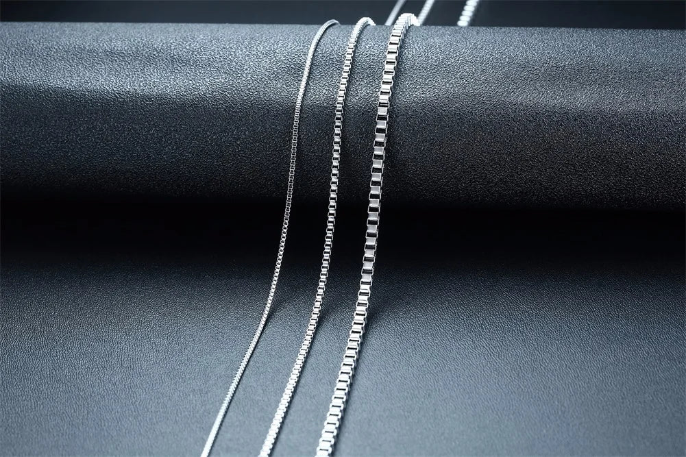 Cadena Fina de Acero Inoxidable 2MM Unisex Estilo Box Chain