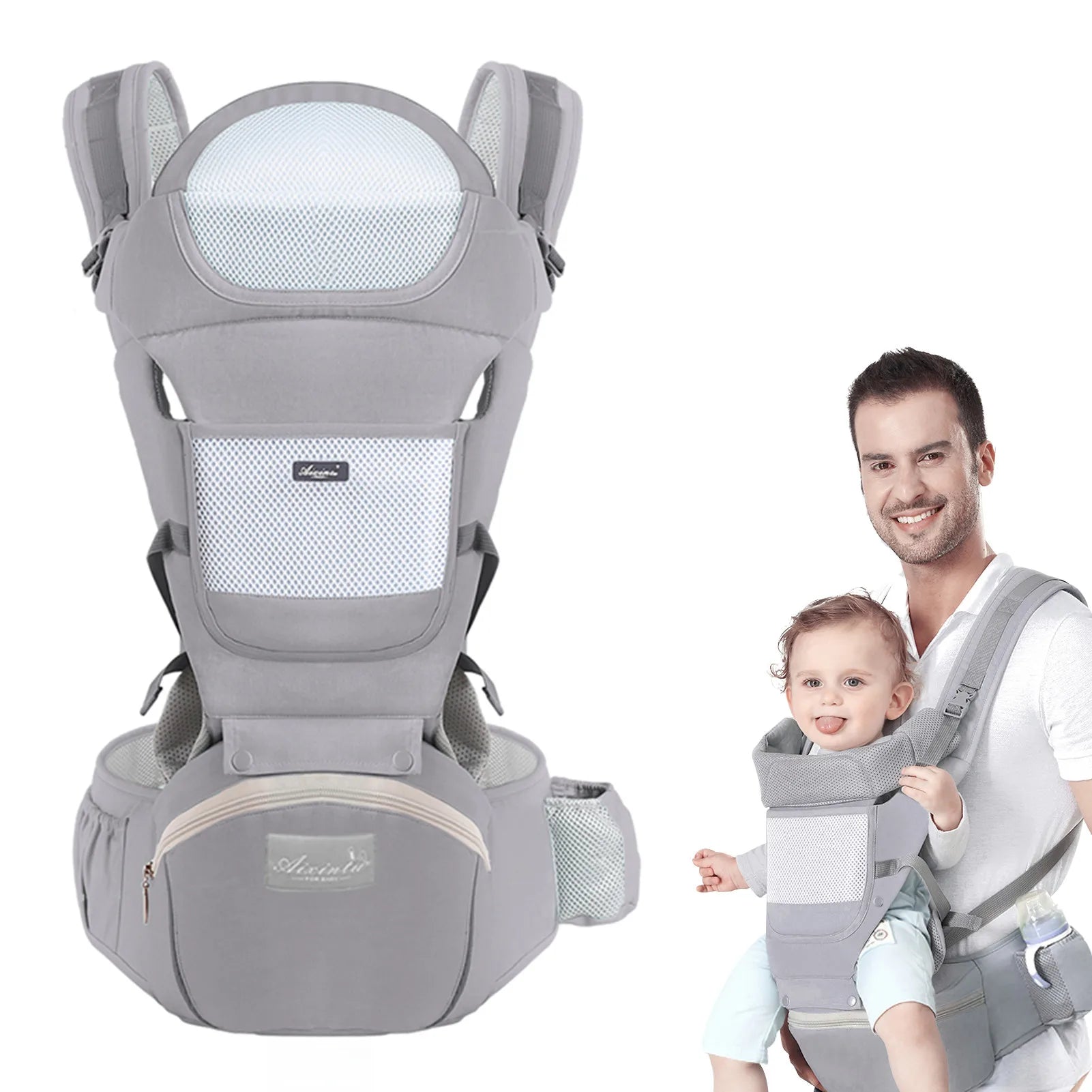 Portabebés Ergonómico Multifuncional con Asiento de Cadera para Bebé