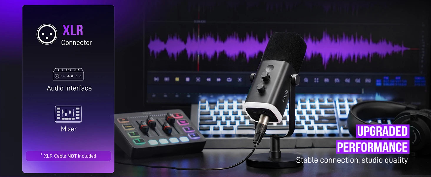 Micrófono FIFINE AmpliGame AM8 USB XLR RGB para Streaming Gaming y Grabación