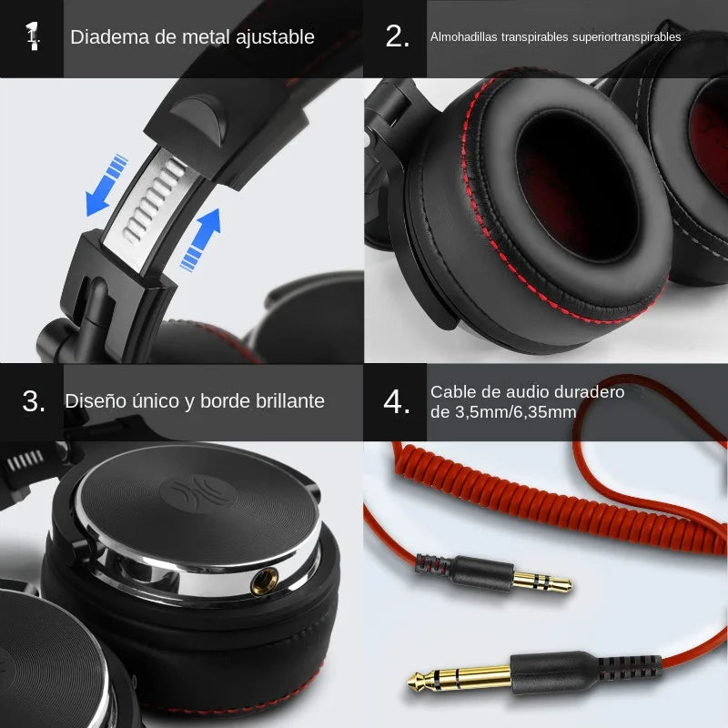 Auriculares OneOdio Pro 50 DJ HiFi con Cable y Micrófono Over Ear