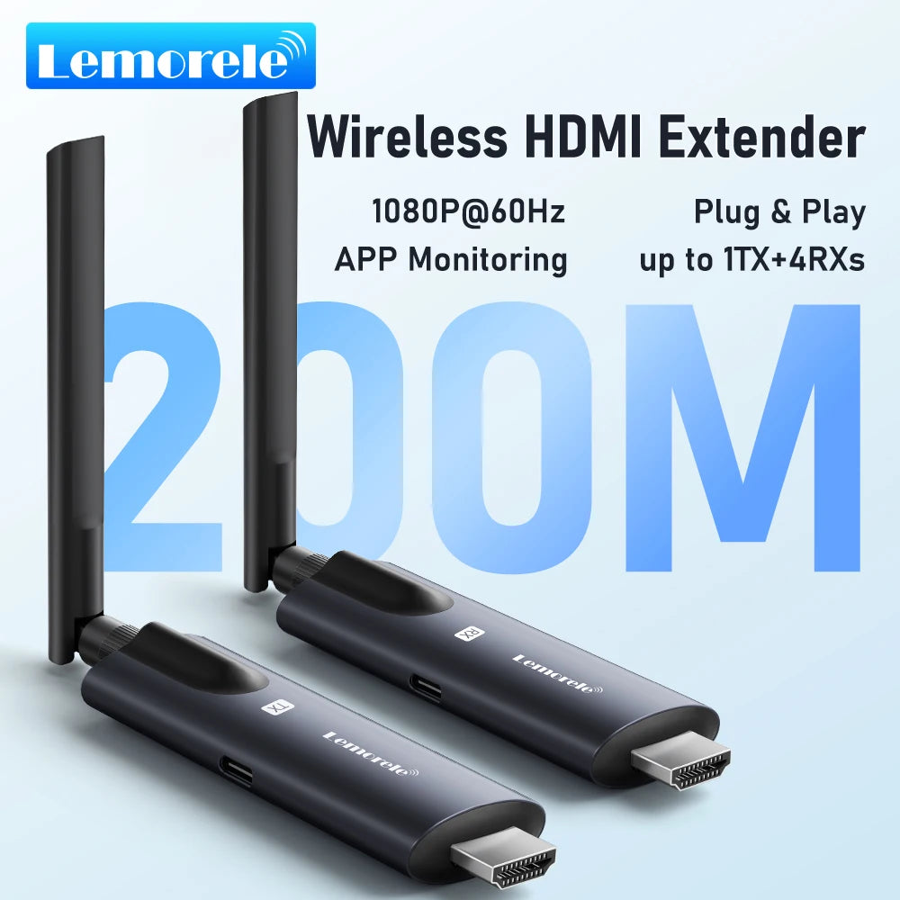 Transmisor y Receptor HDMI Inalámbrico Lemorele 5G 200M Bluetooth