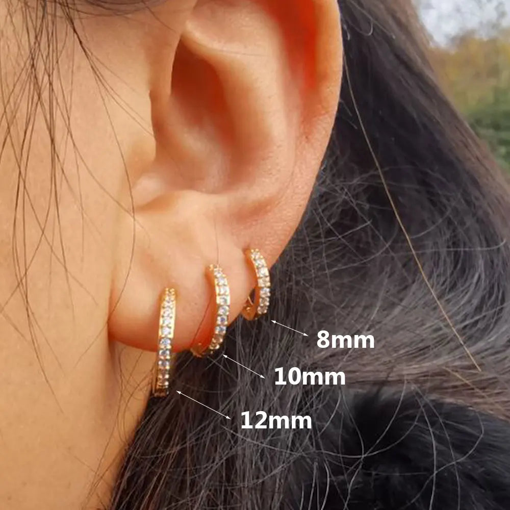 Pendientes Huggie Acero Inoxidable con Circonita Mini Aros Cartílago