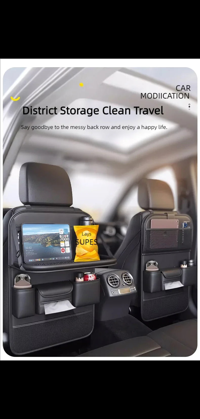 Organizador Trasero de Asiento de Coche con Mesa Plegable y Bolsillos