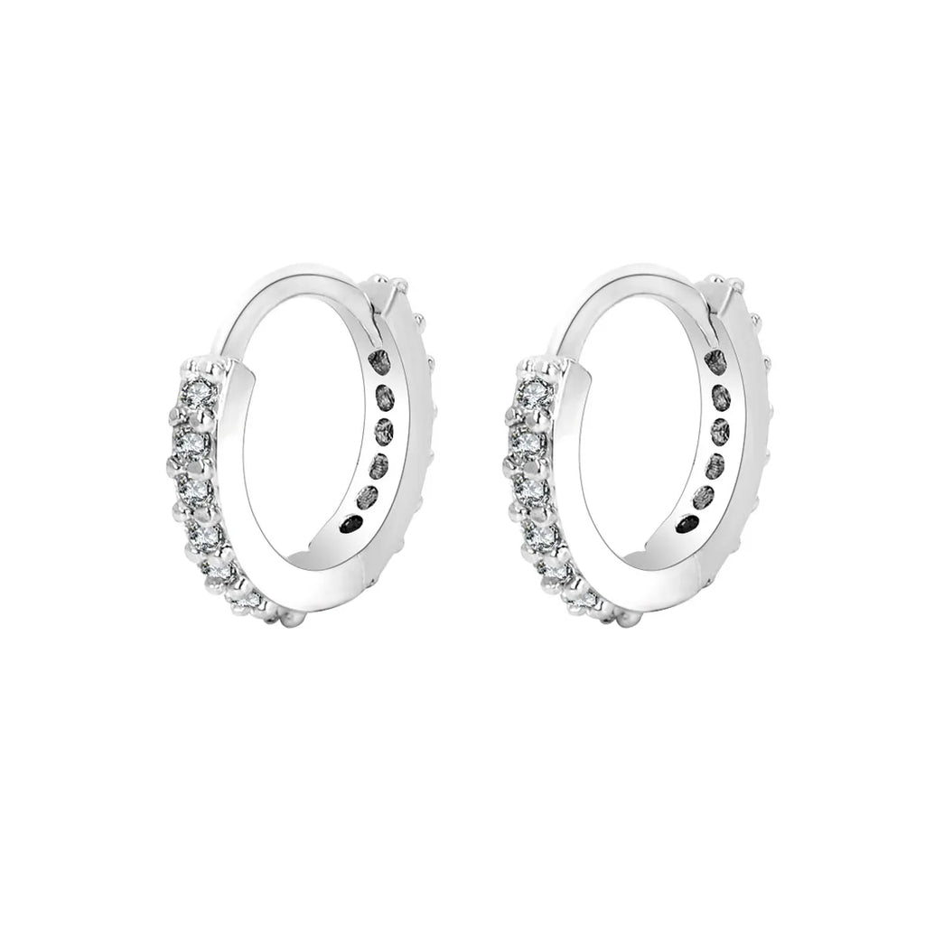 Pendientes Huggie Acero Inoxidable con Circonita Mini Aros Cartílago