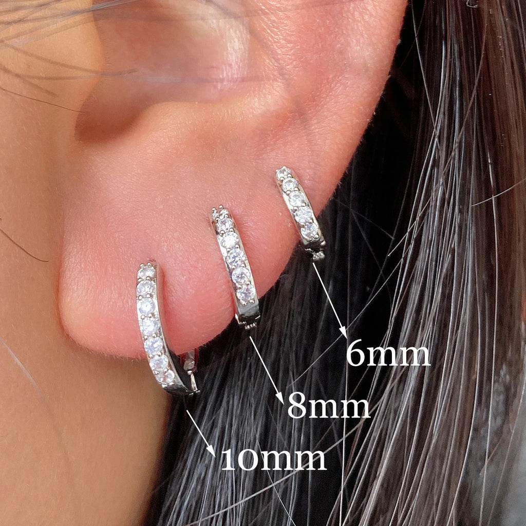 Pendientes Huggie Acero Inoxidable con Circonita Mini Aros Cartílago