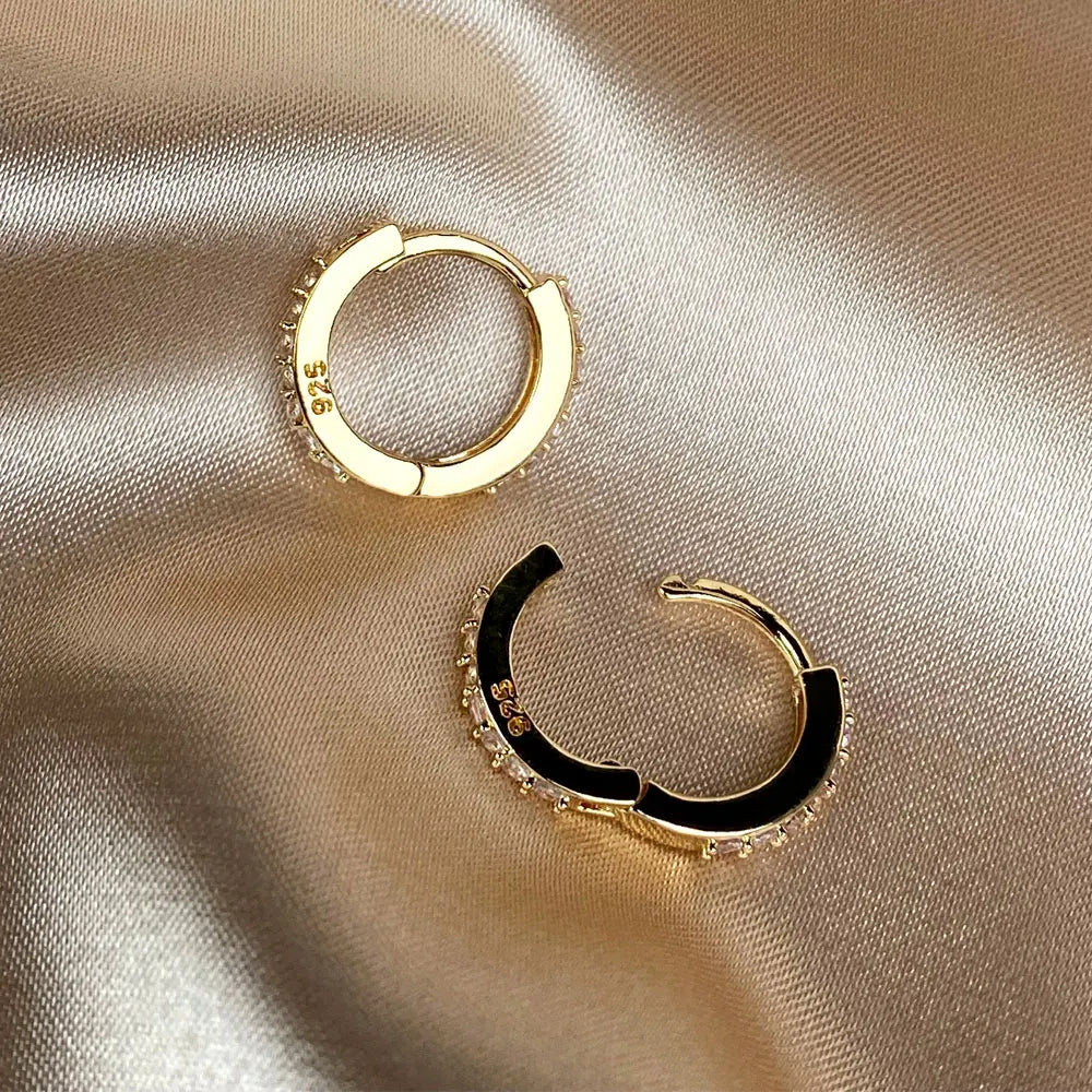 Pendientes Huggie Acero Inoxidable con Circonita Mini Aros Cartílago