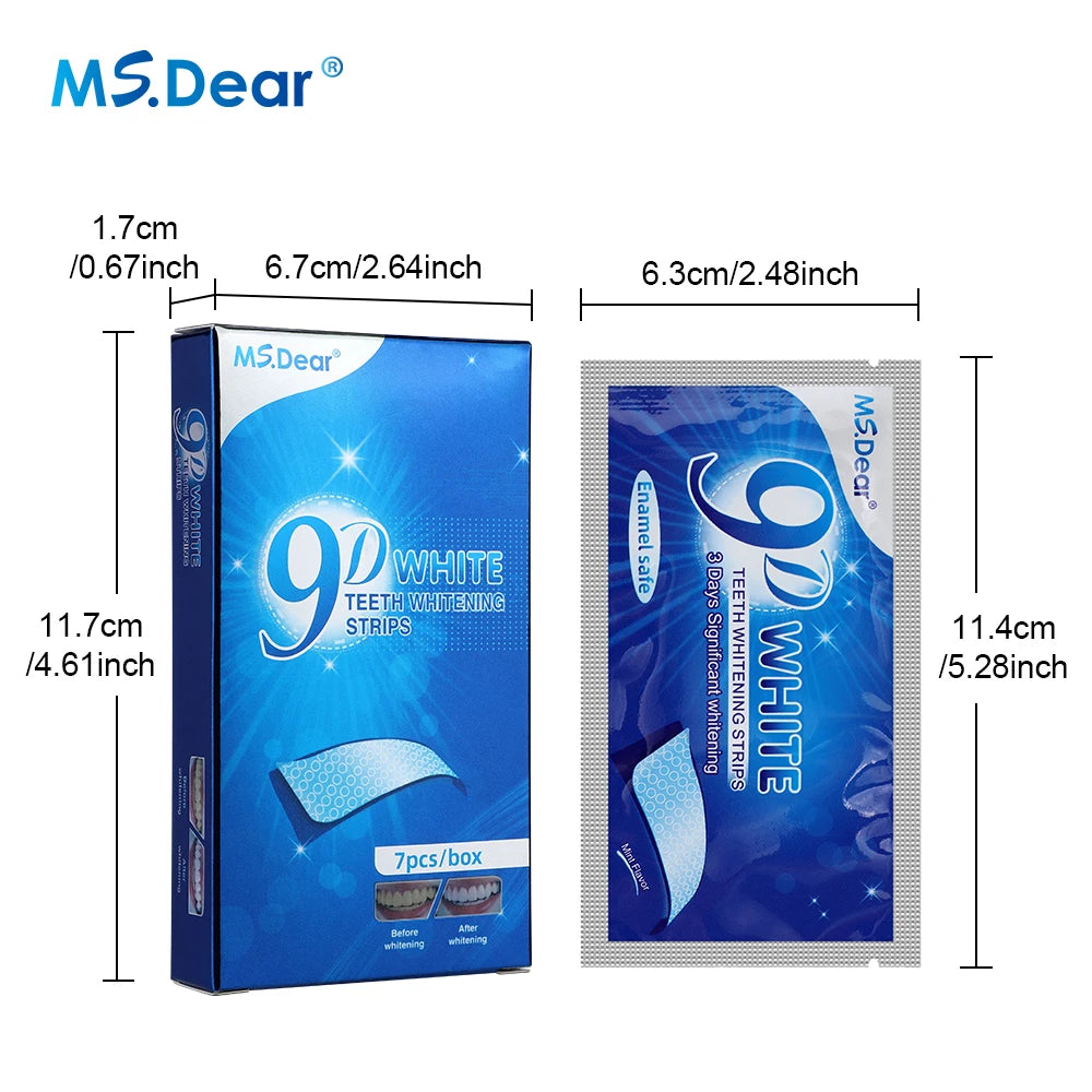 Tiras Blanqueadoras Dentales 9D Gel Efecto Blanco Higiene Oral