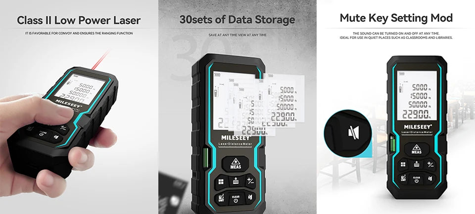 Medidor Láser MILESEEY S6 40-80M Distanciómetro Digital IP54