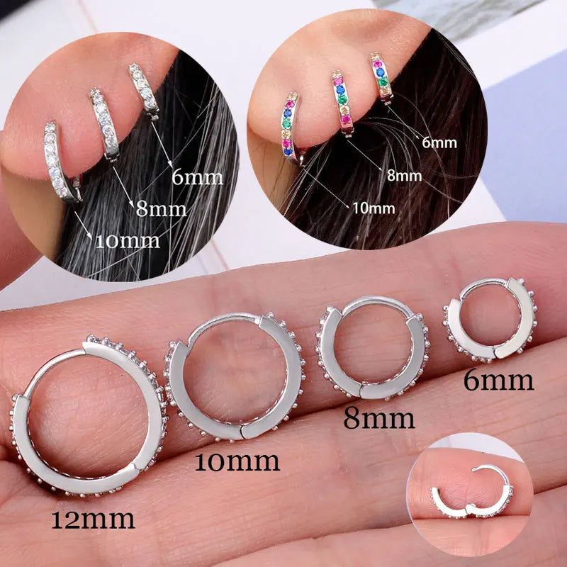 Pendientes Huggie Acero Inoxidable con Circonita Mini Aros Cartílago