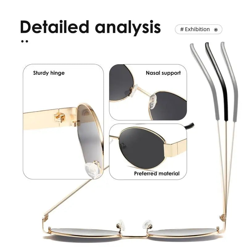 Gafas de Sol Steampunk Ovaladas Vintage Mujer UV400 Metal Retro