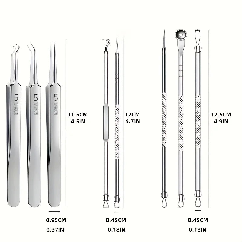 Kit Removedor de Puntos Negros 8 Piezas Acero Inoxidable Profesional