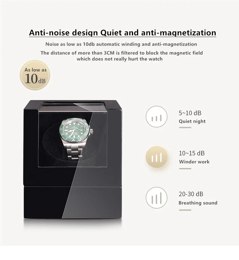 Watch Winder Automático Embers Luxury Caja Madera para Reloj con Motor Mabuchi