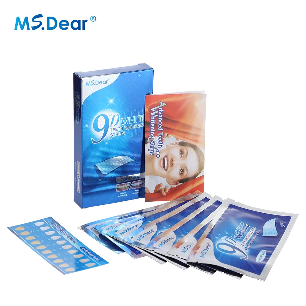 Tiras Blanqueadoras Dentales 9D Gel Efecto Blanco Higiene Oral