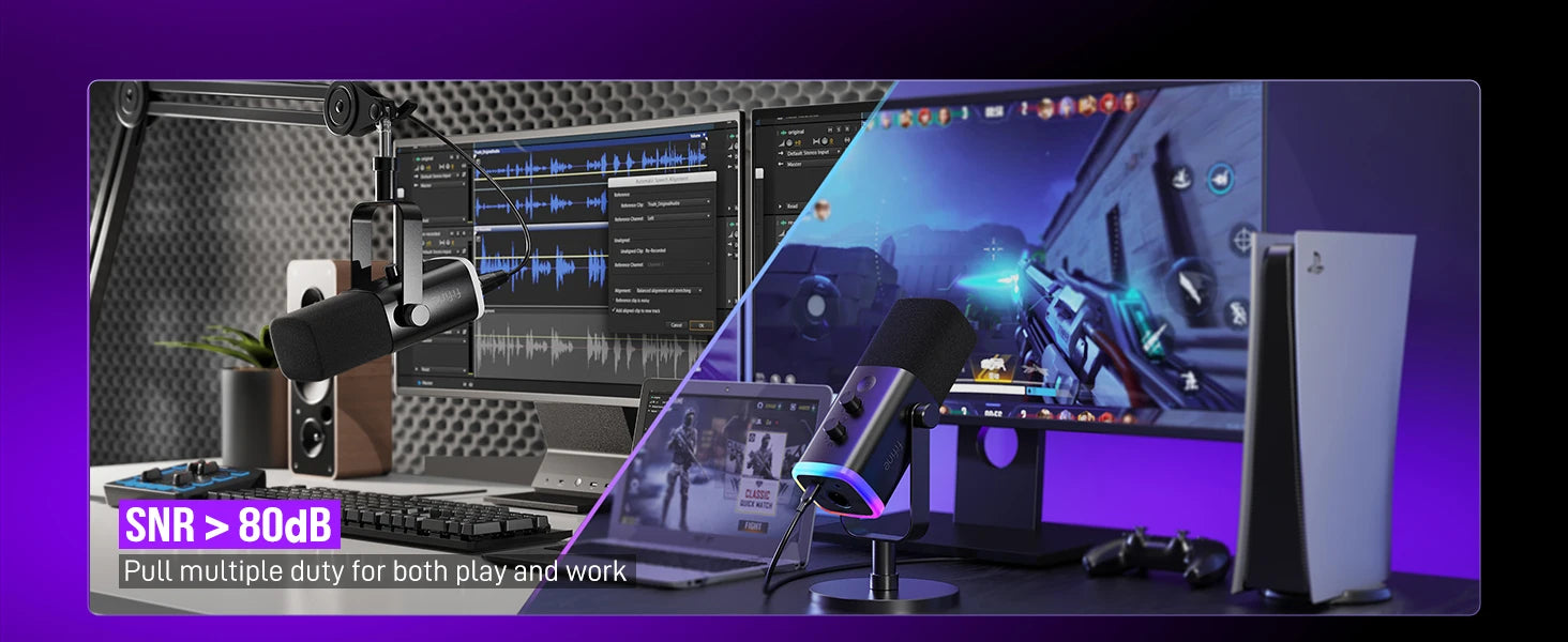 Micrófono FIFINE AmpliGame AM8 USB XLR RGB para Streaming Gaming y Grabación