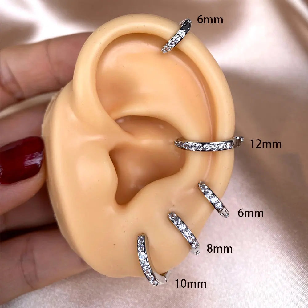 Pendientes Huggie Acero Inoxidable con Circonita Mini Aros Cartílago