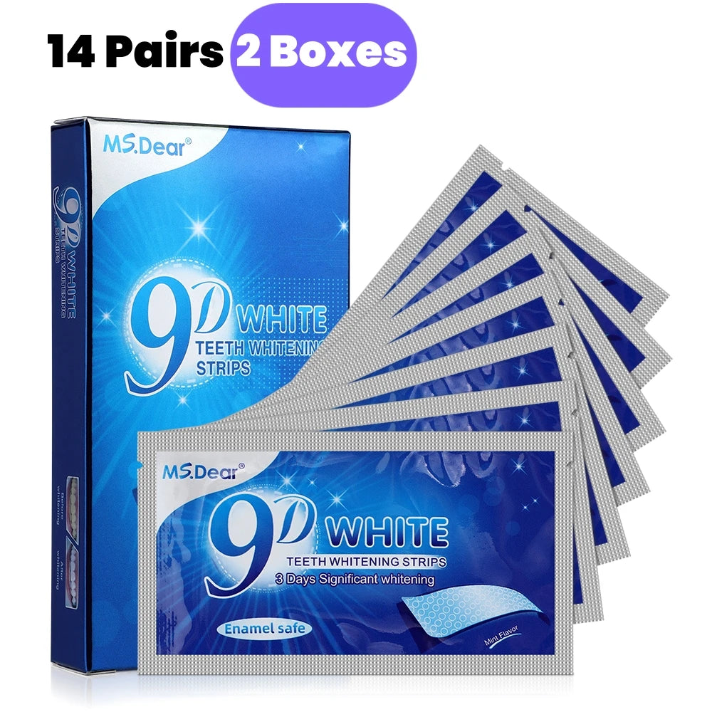 Tiras Blanqueadoras Dentales 9D Gel Efecto Blanco Higiene Oral