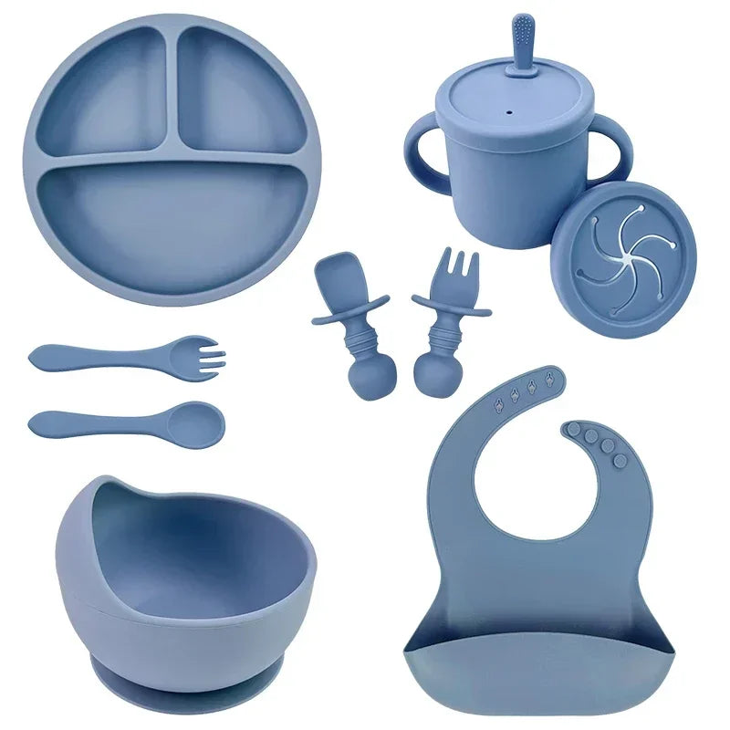 Set de Alimentación para Bebé Silicona Sin BPA con Plato Ventosa y Vaso