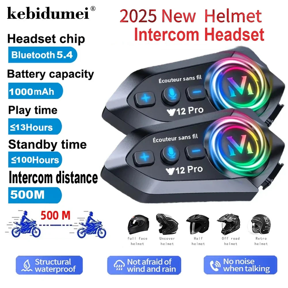 Intercomunicador Moto Y12 Pro Bluetooth con Doble Micrófono FM y Música