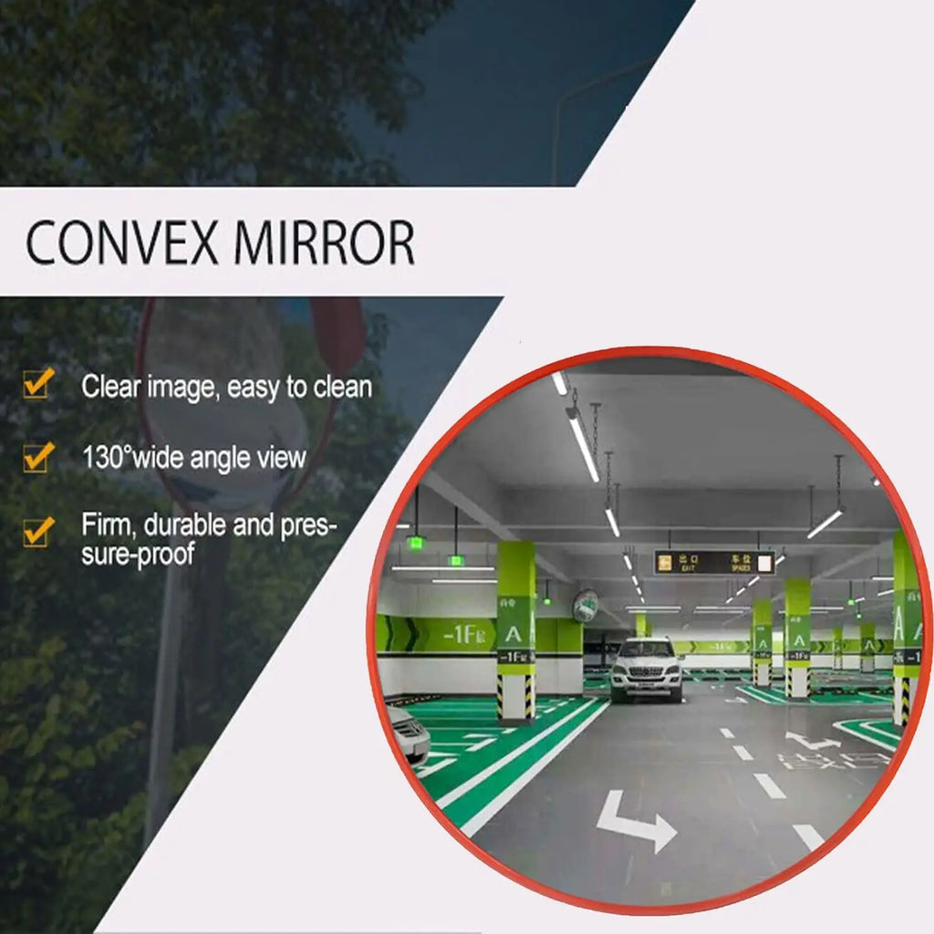 Espejo Convexo de Seguridad 130° para Tráfico y Parking con Soporte