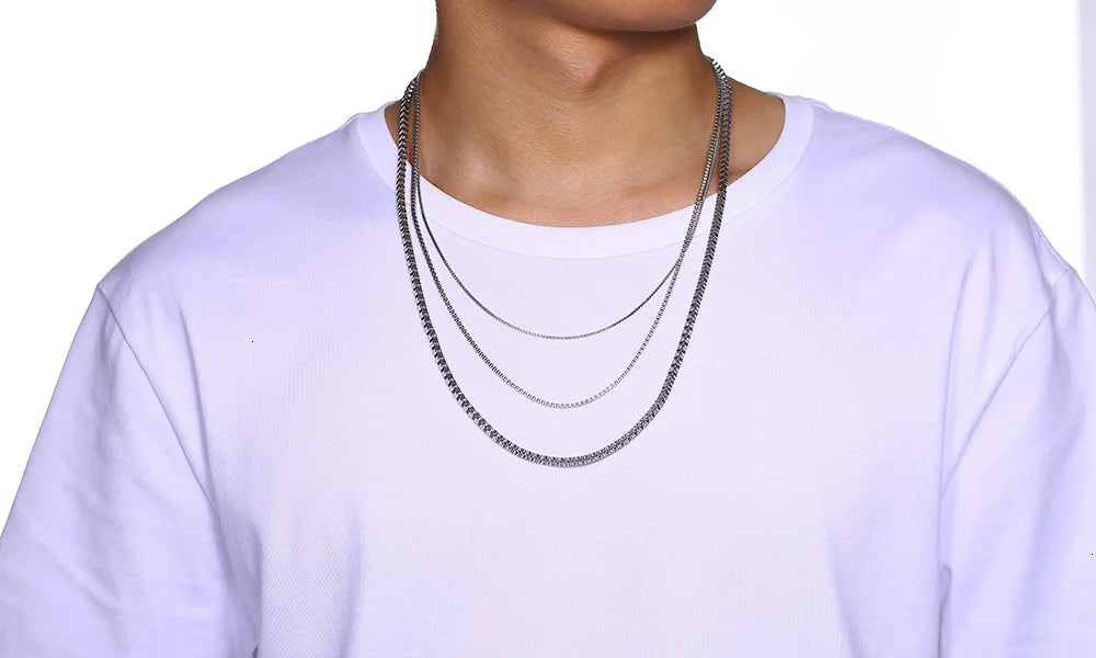 Cadena Fina de Acero Inoxidable 2MM Unisex Estilo Box Chain