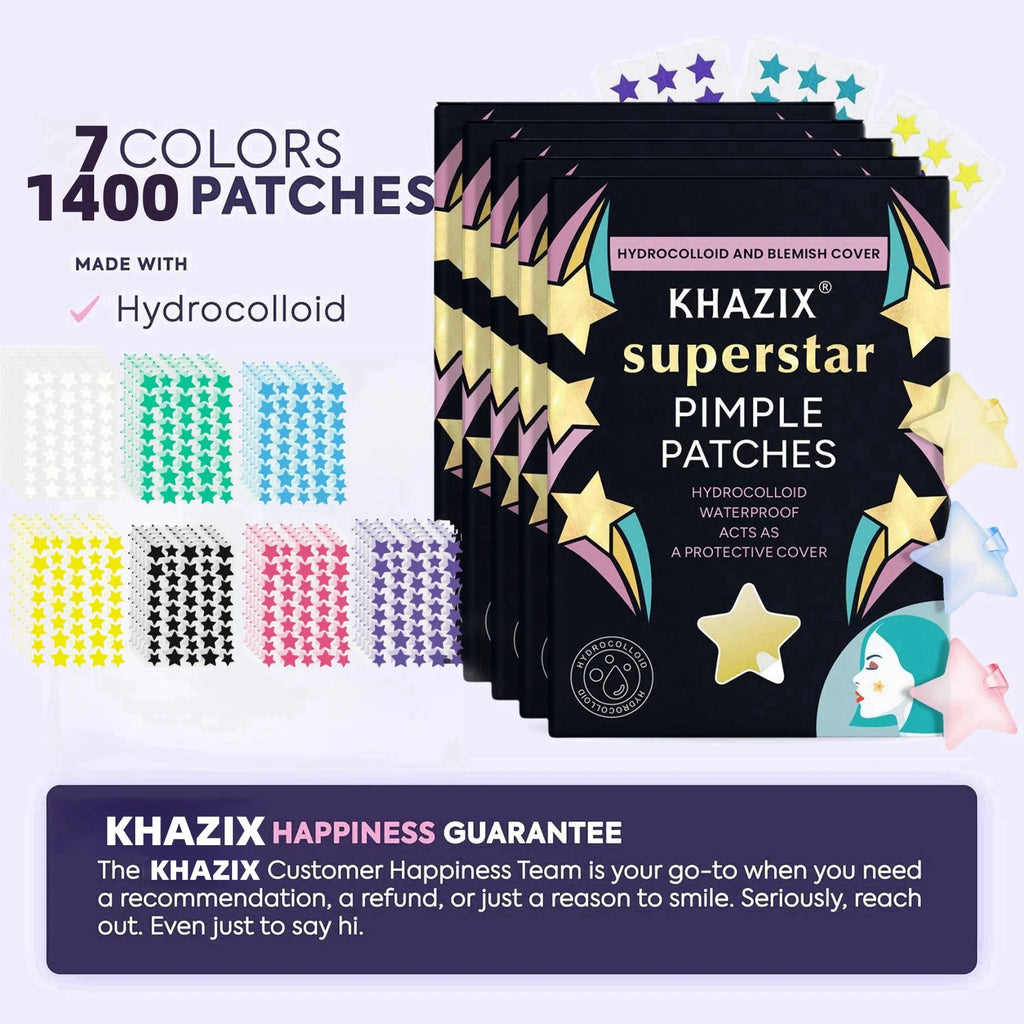 Parches Antiacné Estrellas 1400 Piezas Ultrafinos Multicolor Ocultador Granitos