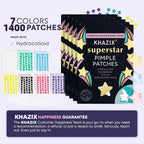 Parches Antiacné Estrellas 1400 Piezas Ultrafinos Multicolor Ocultador Granitos