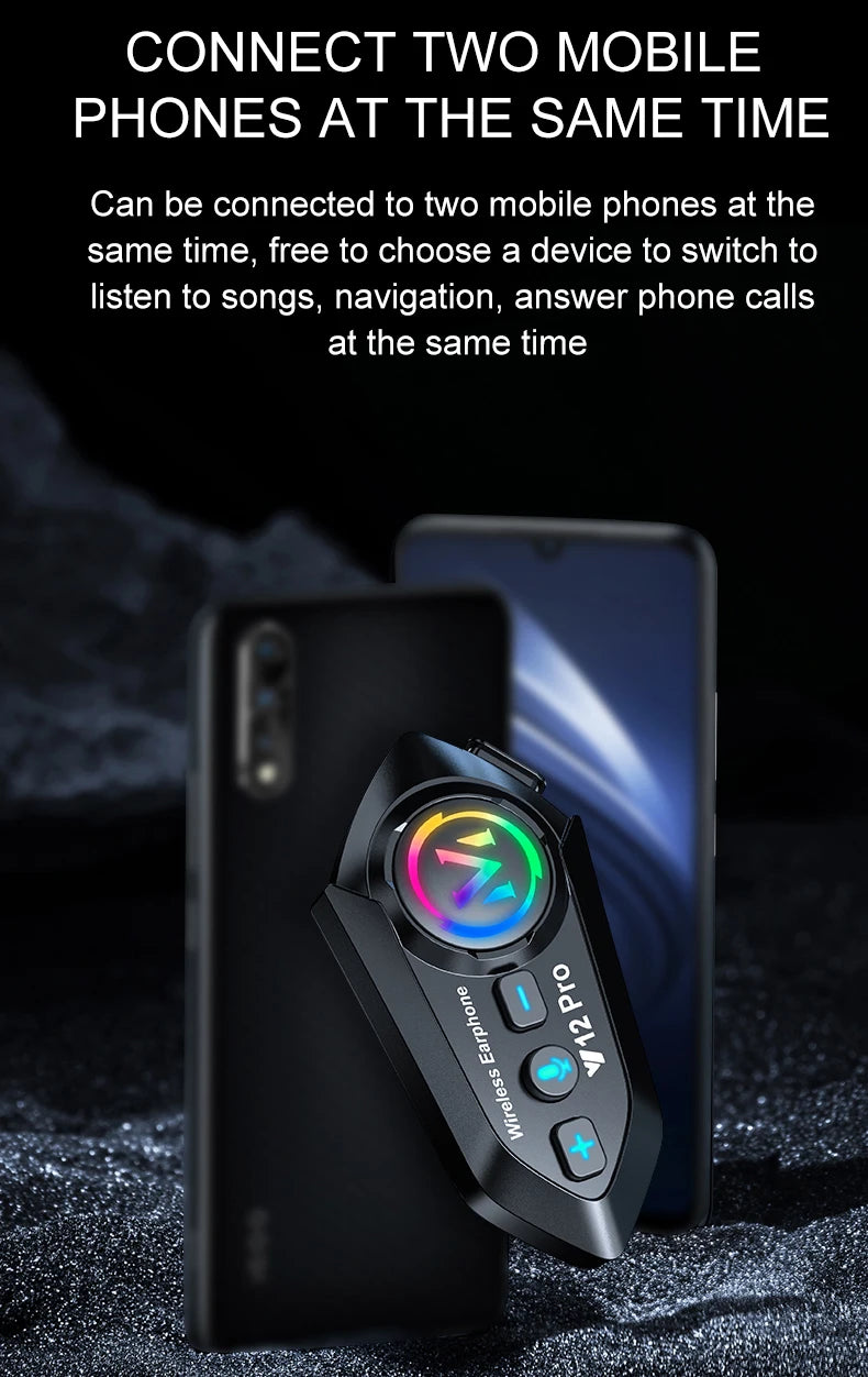 Intercomunicador Moto Y12 Pro Bluetooth con Doble Micrófono FM y Música