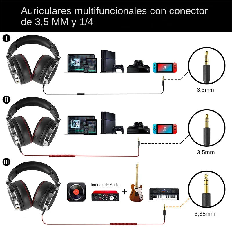 Auriculares OneOdio Pro 50 DJ HiFi con Cable y Micrófono Over Ear