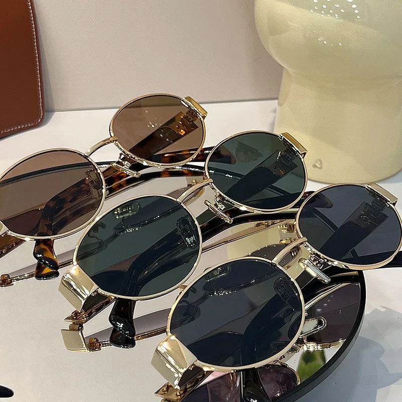 Gafas de Sol Steampunk Ovaladas Vintage Mujer UV400 Metal Retro