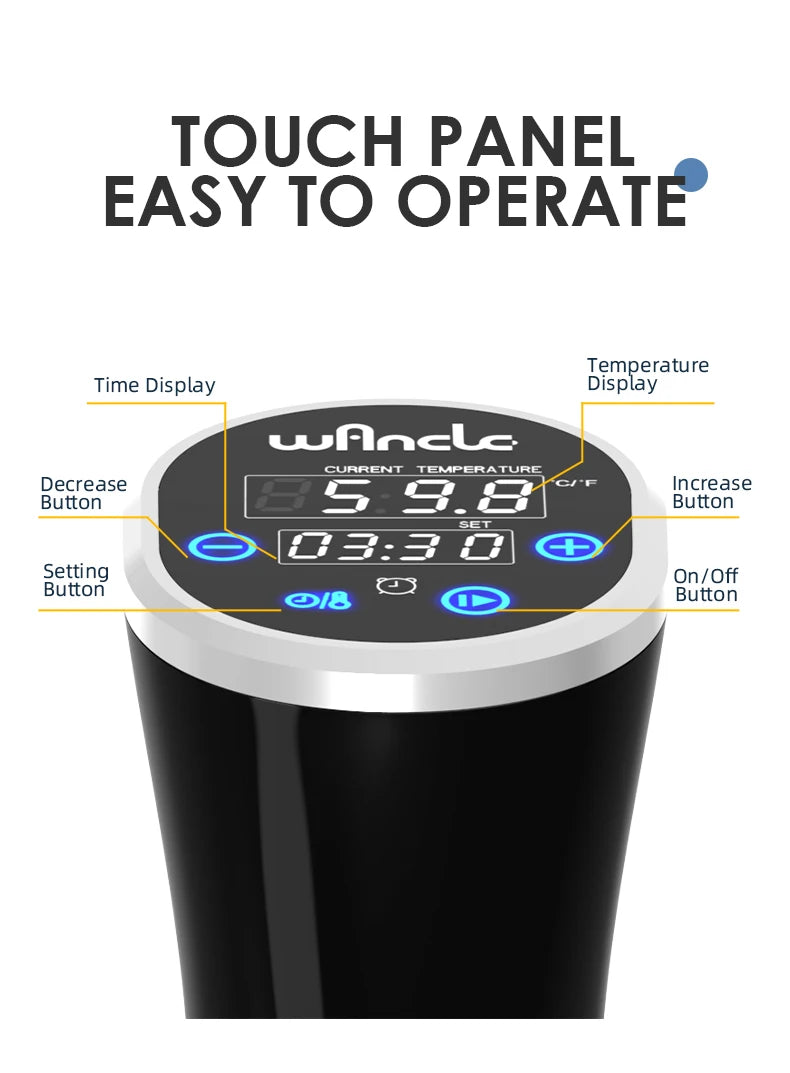 Cocinador Sous Vide Wancle 1100W Circulador de Inmersión con Pantalla LCD
