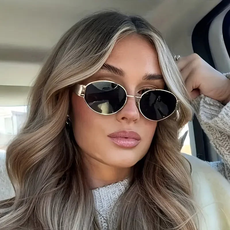 Gafas de Sol Steampunk Ovaladas Vintage Mujer UV400 Metal Retro