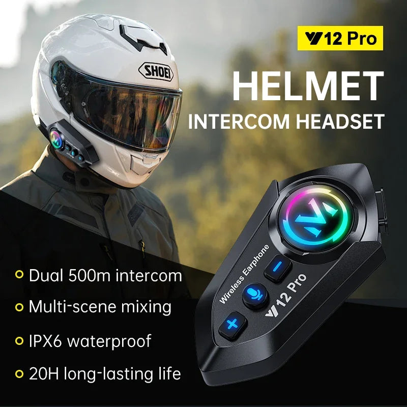 Intercomunicador Moto Y12 Pro Bluetooth con Doble Micrófono FM y Música