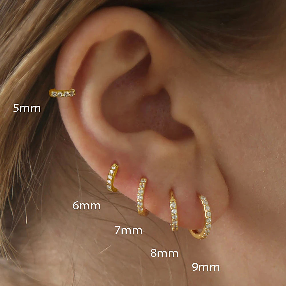 Pendientes Huggie Acero Inoxidable con Circonita Mini Aros Cartílago