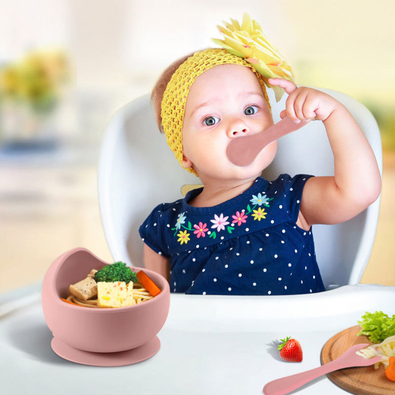 Set de Alimentación para Bebé Silicona Sin BPA con Plato Ventosa y Vaso