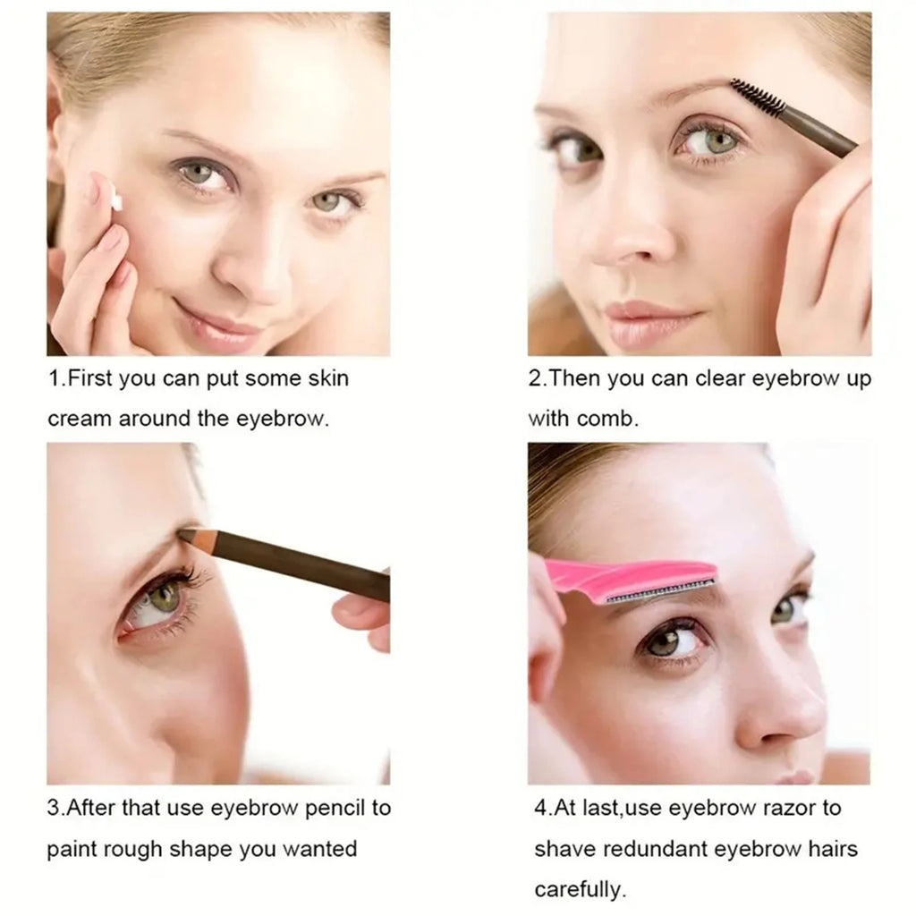 Cuchillas Faciales y de Cejas 30 Piezas Perfilador Seguro con Protector